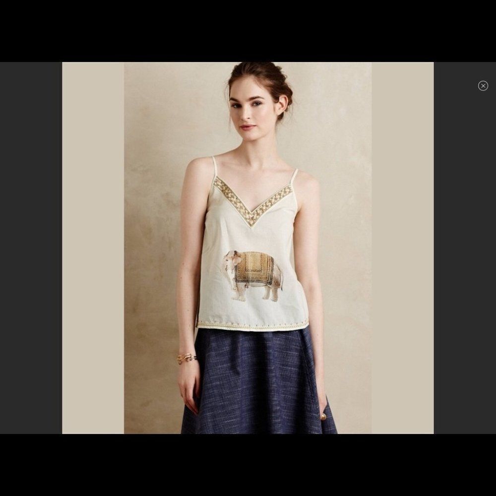 - New Anthropologie Leifsdottir Elephant beaded Tank 2
